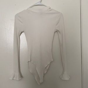 White Long Sleeve Mock Turtleneck Bodysuit